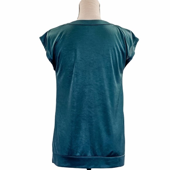 MOSSIMO Teal Blue Pleated Short Sleeve Blouse - Picture 2 of 11